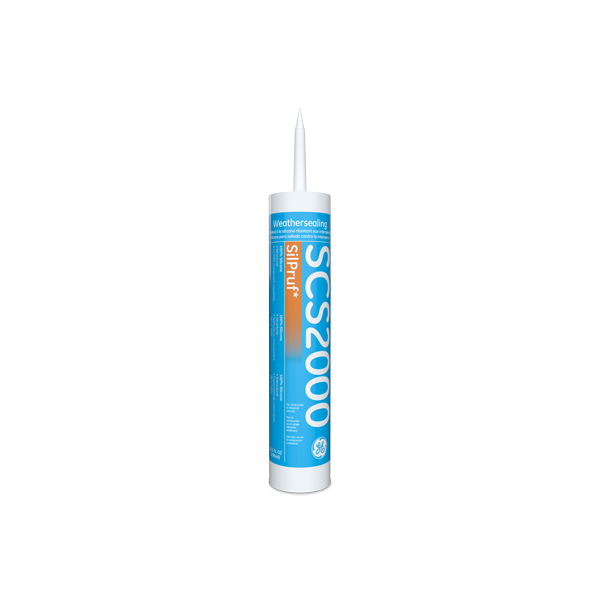 GE SCS2000 SilPruf White Silicone Sealant - 10.1 Oz. Cartridge SCS2002