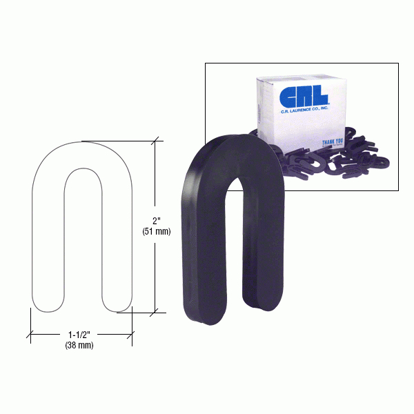 CRL Black 1/4" x 2" Plastic Horseshoe Shims - Pack of 100 PHS4